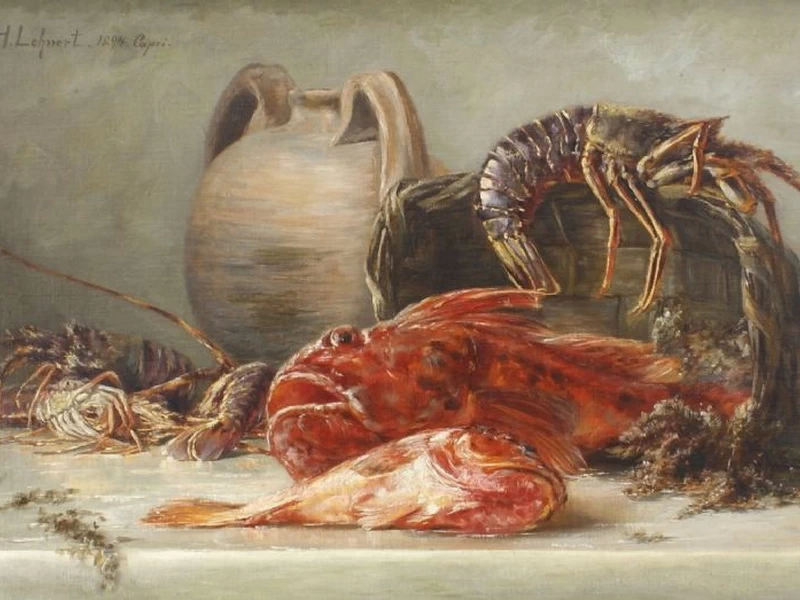 1857-Hildegard Lehnert - Natura morta con pesci